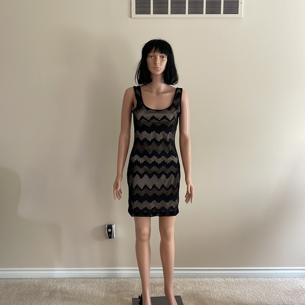 Soprano lace dress size s black tan NWOT